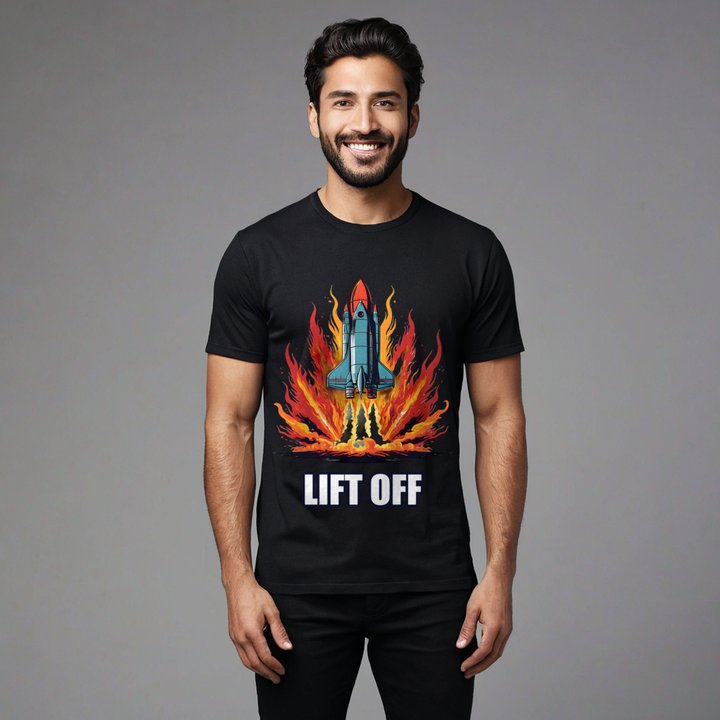 Planetinio Lift Off Rocket Tee in Black