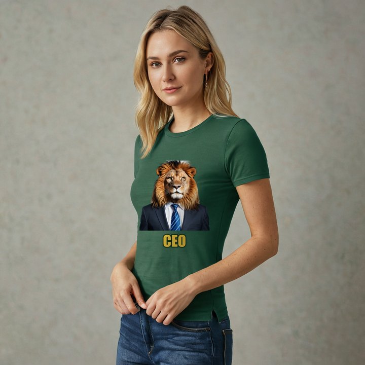 Biggest Bossman Ceo Lion Suit Tee in Forest