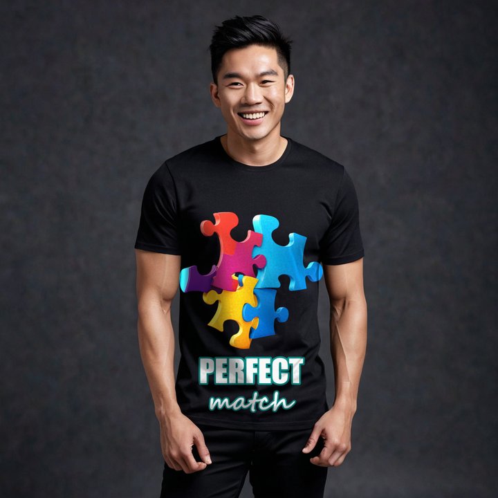 Actual Twin Perfect Match Puzzle Tee in Black