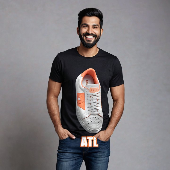 ATL Quality Atl Sneaker Peach Tee in Black