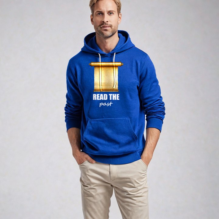 Ancient Visionary Read The Past Scroll Hoodie in Royal