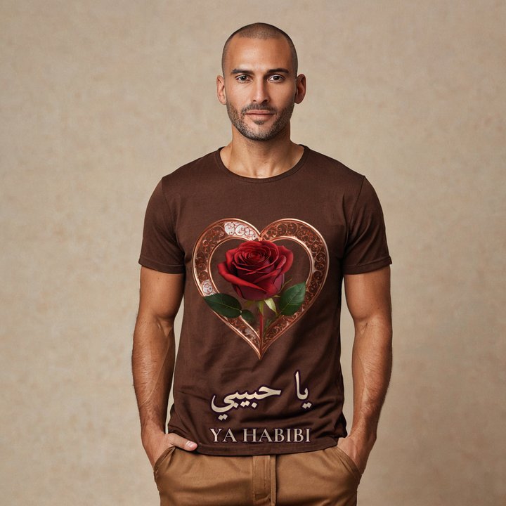 Hala Habibi Ya Habibi Rose Tee in Brown