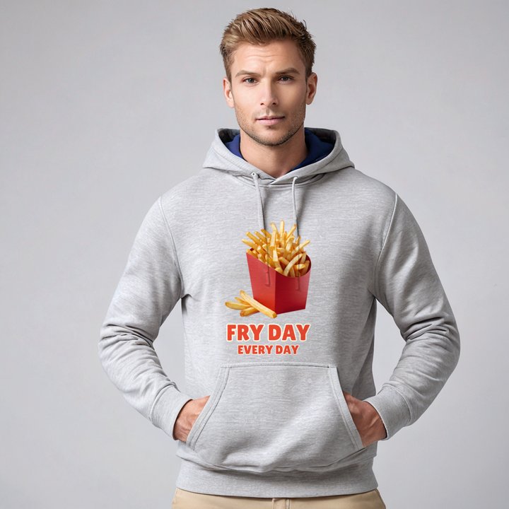 Fast Food Run Fry Day Every Day Hoodie in Ash