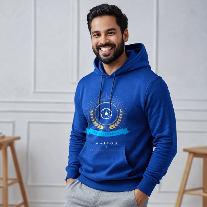 RealTimeFam Maison Heraldic Emblem Hoodie in Royal