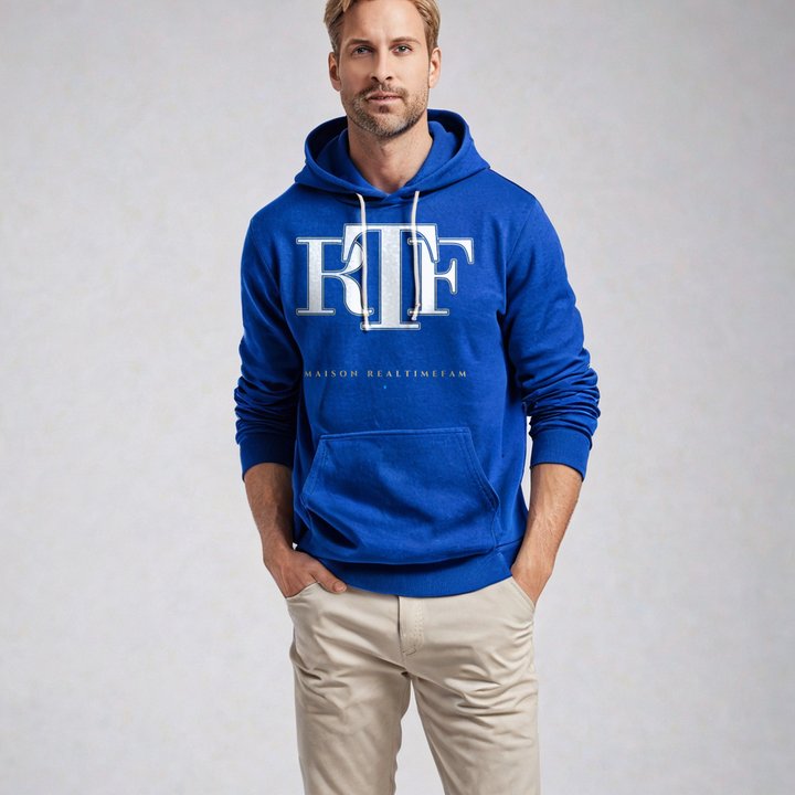 RealTimeFam Maison Embroidered Monogram Hoodie in Royal