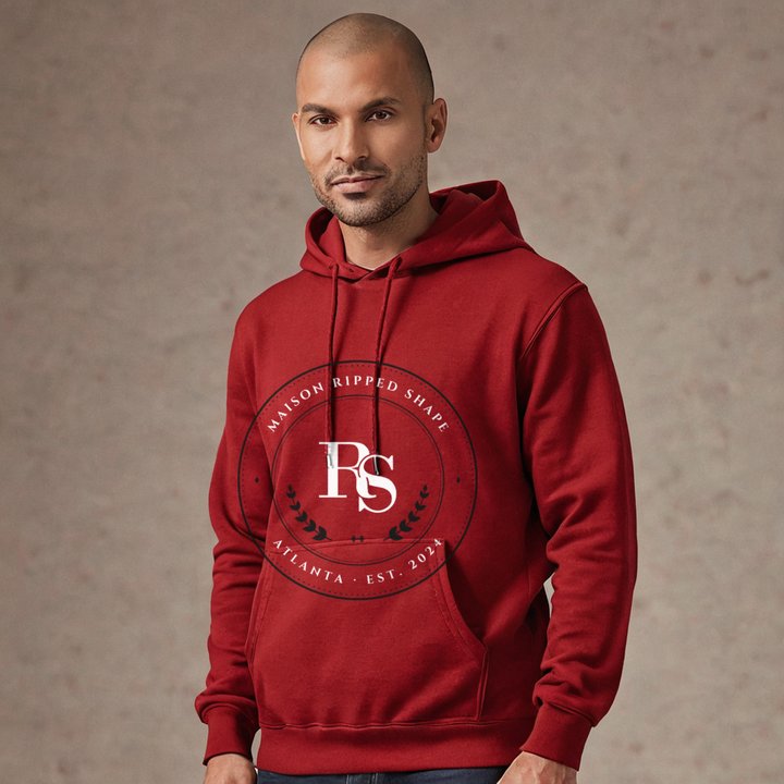 Ripped Shape Maison Medallion Hoodie in Red
