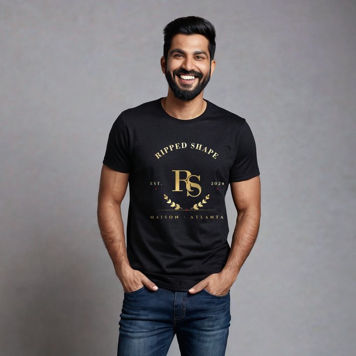 Ripped Shape Maison Heritage Arch Tee in Black
