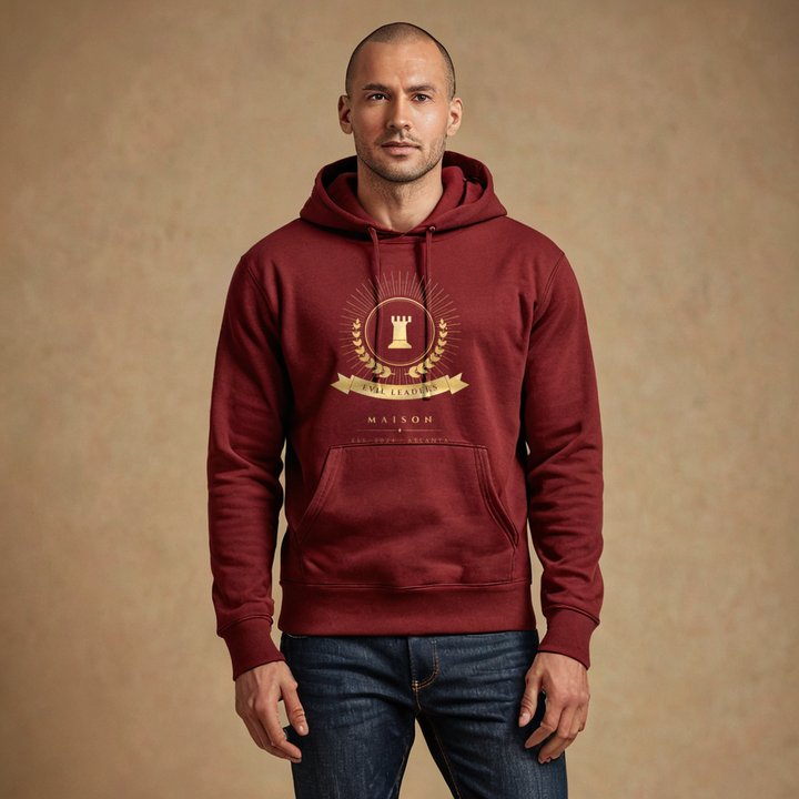 Evil Leaders Maison Heraldic Emblem Hoodie in Maroon