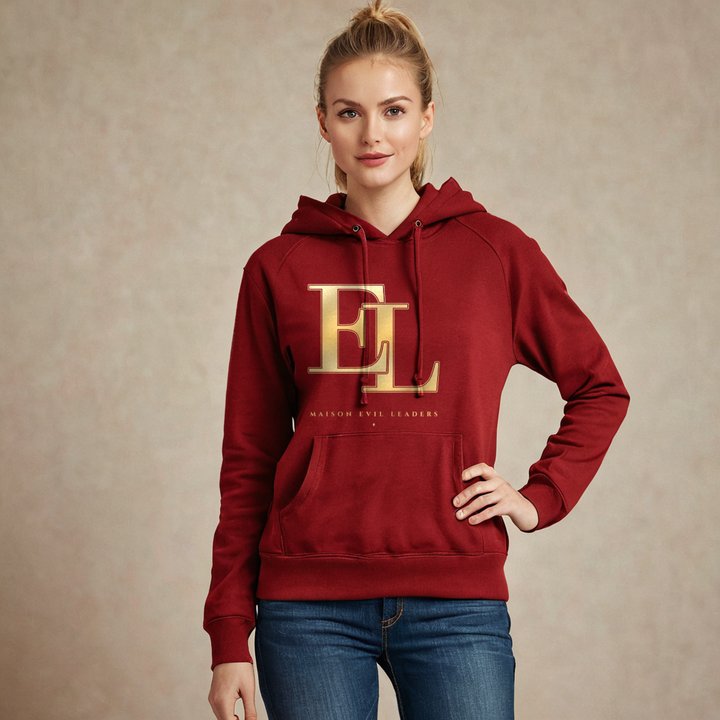 Evil Leaders Maison Embroidered Monogram Hoodie in Maroon