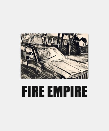 Fire Empire NFT Art Tee - Car Sketch B&W