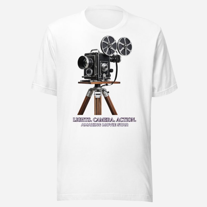 Amazing Movie Star Lights Camera Action Tee White