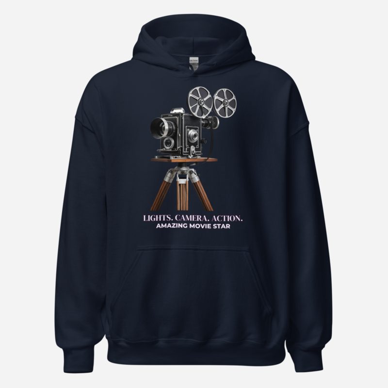 Amazing Movie Star Lights Camera Action Hoodie Navy