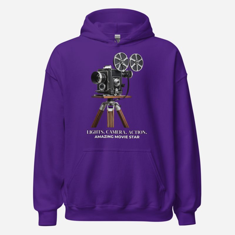 Amazing Movie Star Lights Camera Action Hoodie in Purple