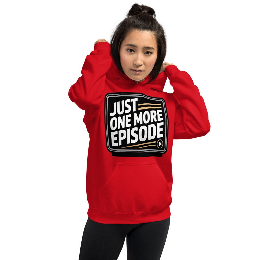 Moviella Just One More Episode Hoodie in Red