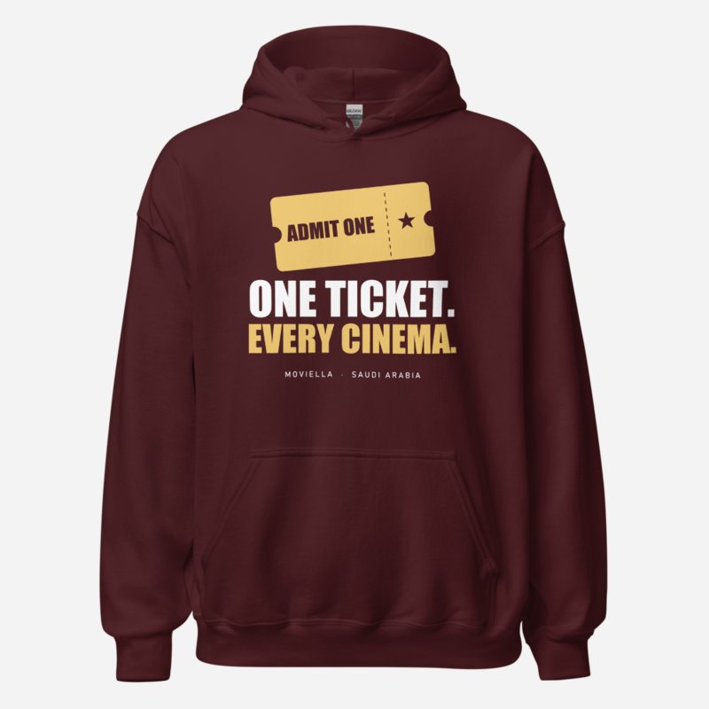 Moviella One Ticket Every Cinema Cinema Hoodie Maroon