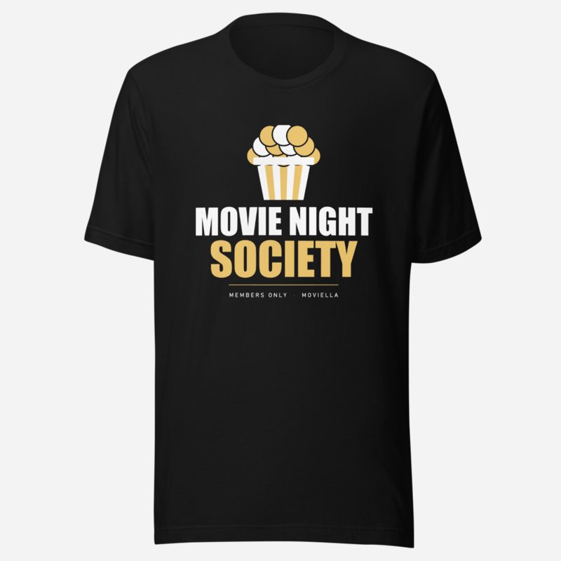 Moviella Movie Night Society (Popcorn) Cinema Tee in Black