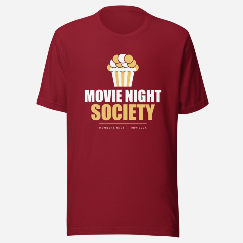 Moviella Movie Night Society (Popcorn) Cinema Tee Cardinal