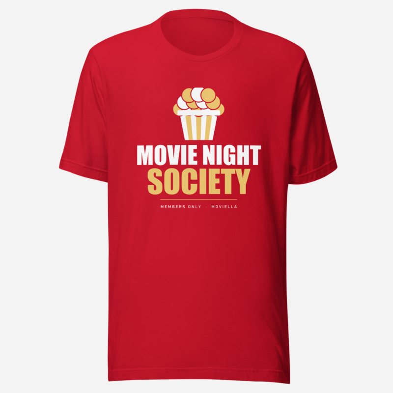 Moviella Movie Night Society (Popcorn) Cinema Tee Red
