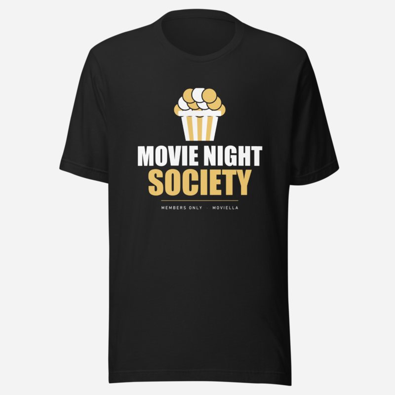Moviella Movie Night Society (Popcorn) Cinema Tee Vintage Black