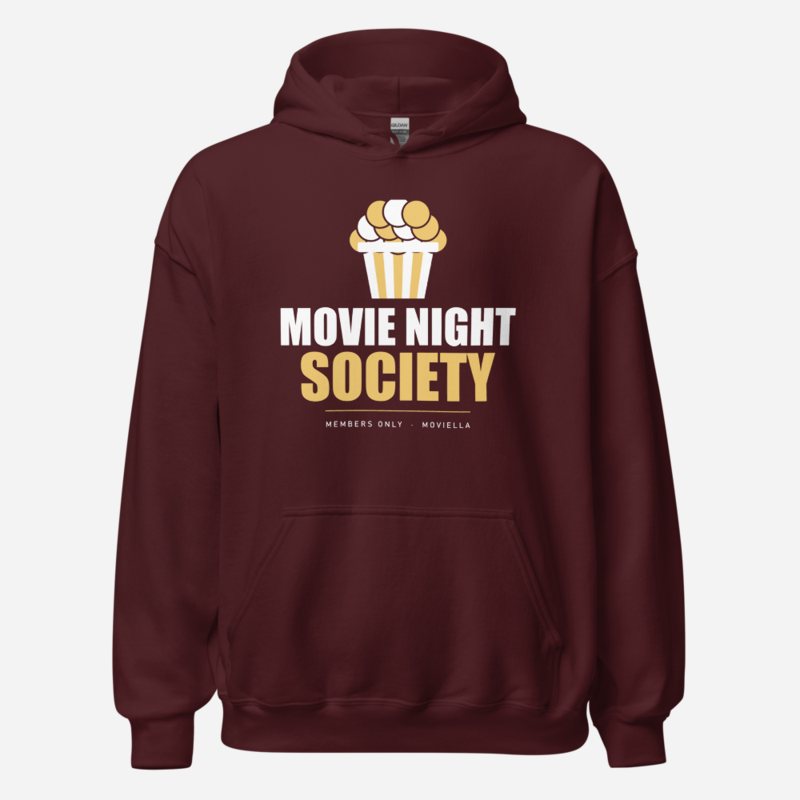 Moviella Movie Night Society (Popcorn) Cinema Hoodie Maroon