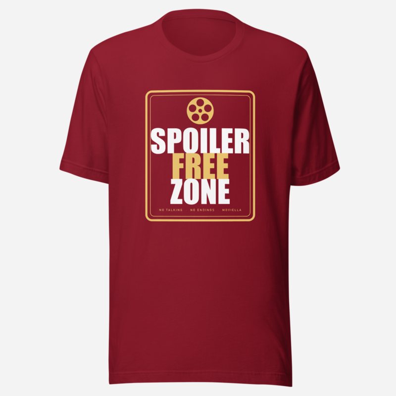 Moviella Spoiler Free Zone Cinema Tee Cardinal