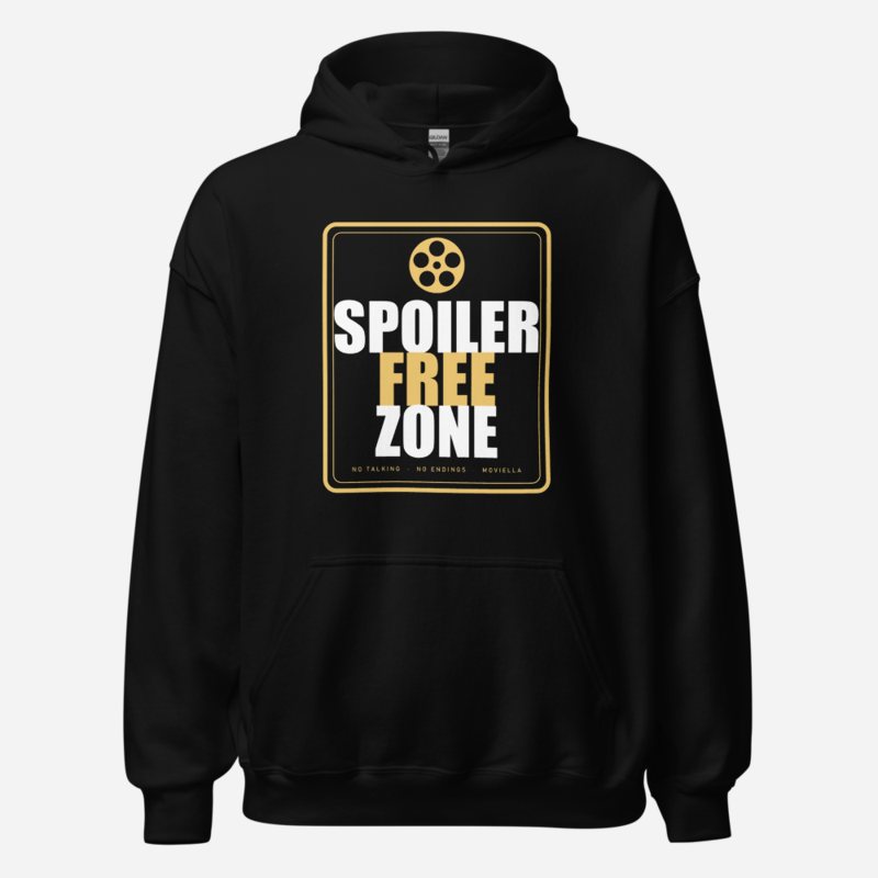 Moviella Spoiler Free Zone Cinema Hoodie in Black