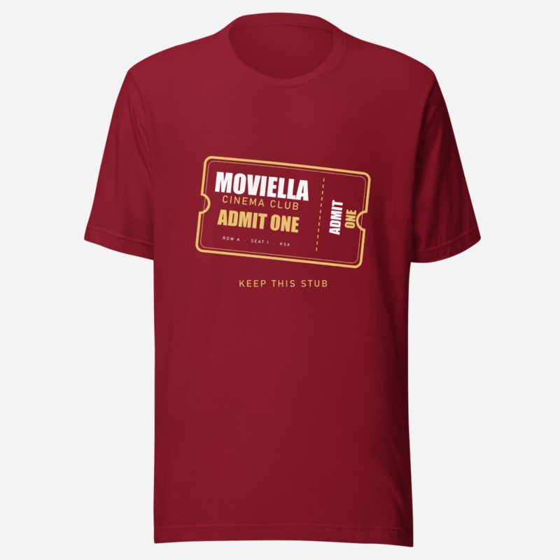 Moviella Cinema Club Ticket Stub Cinema Tee Cardinal