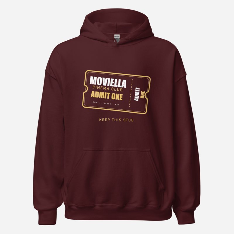 Moviella Cinema Club Ticket Stub Cinema Hoodie Maroon