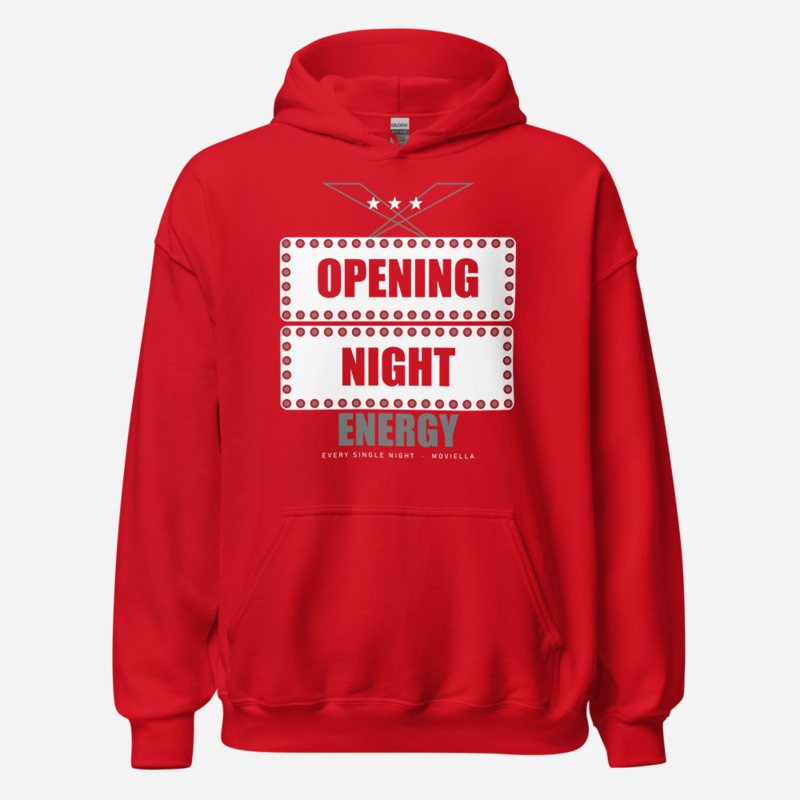 Moviella Opening Night Energy Sayings Hoodie in Red