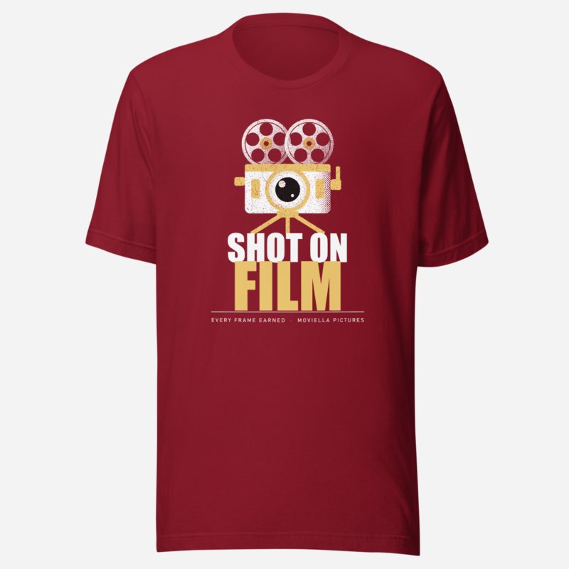 Moviella Shot On Film Screening Room Tee Cardinal