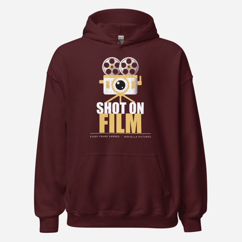 Moviella Shot On Film Screening Room Hoodie Maroon