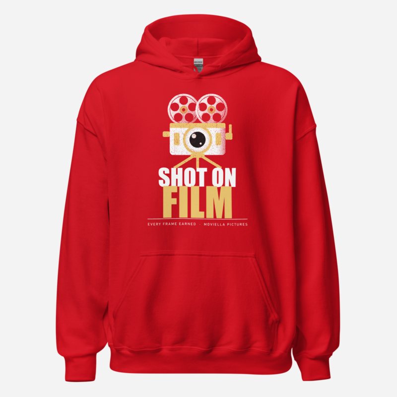 Moviella Shot On Film Screening Room Hoodie in Red
