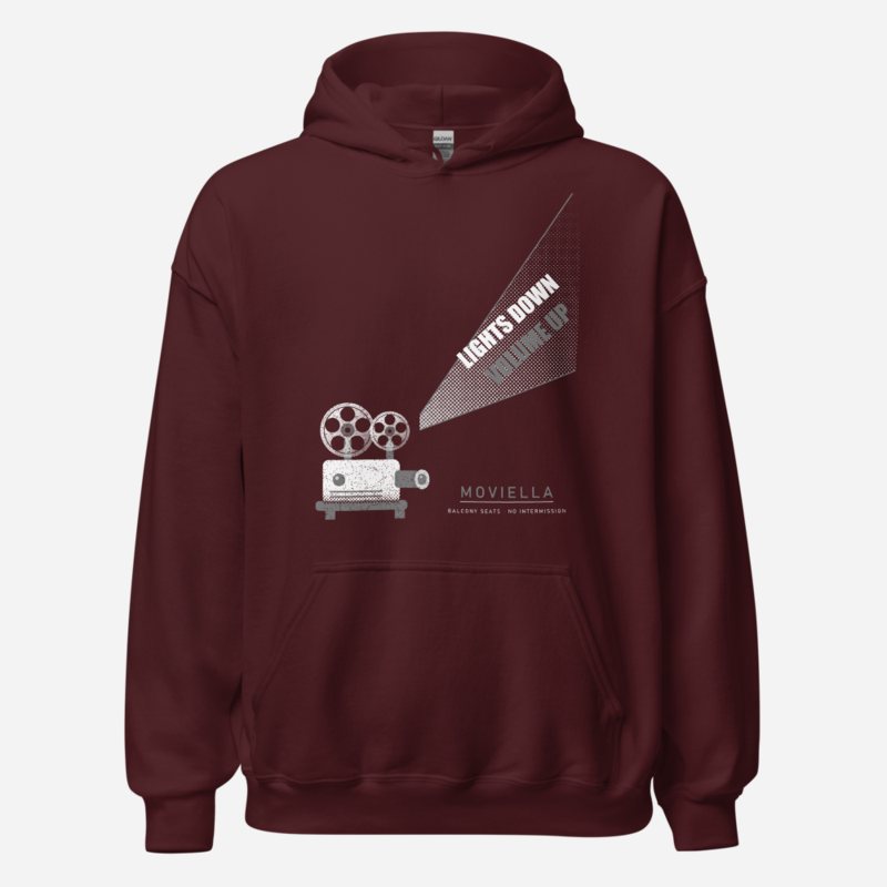 Moviella Projector Glow Screening Room Hoodie Maroon