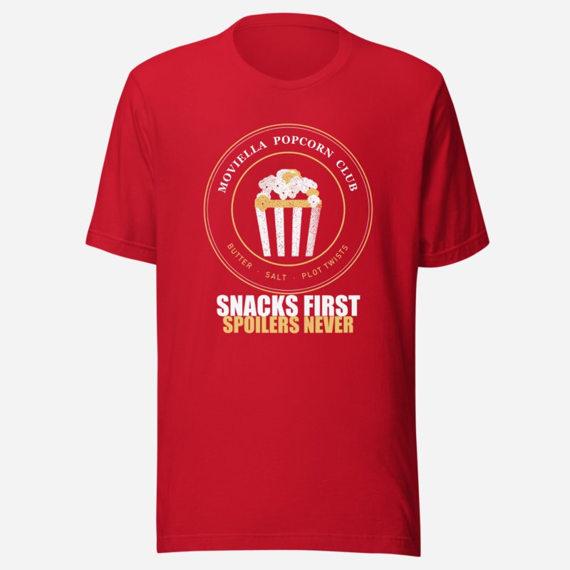 Moviella Popcorn Club Screening Room Tee in Red
