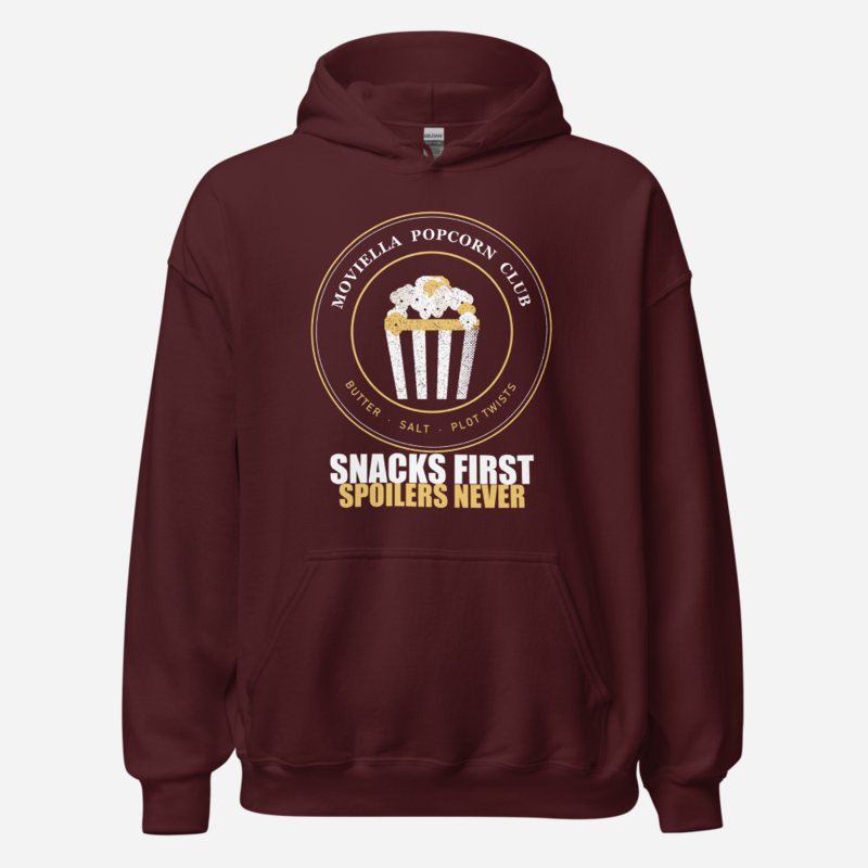 Moviella Popcorn Club Screening Room Hoodie Maroon