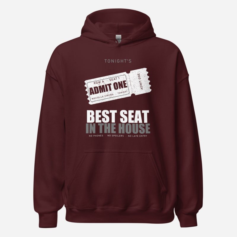 Moviella Admit One Screening Room Hoodie Maroon