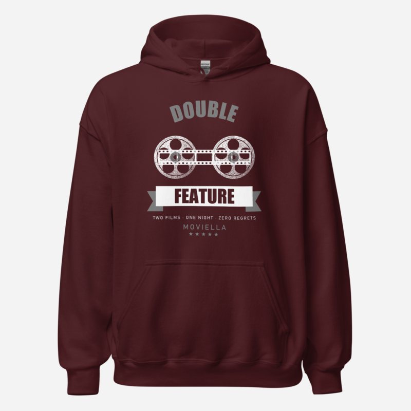 Moviella Double Feature Screening Room Hoodie Maroon