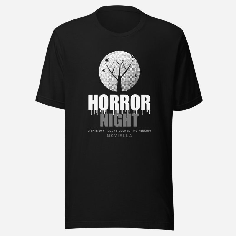 Moviella Horror Night Screening Room Tee in Black