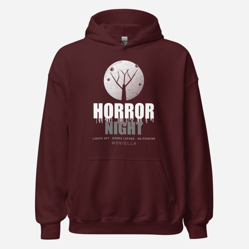Moviella Horror Night Screening Room Hoodie Maroon