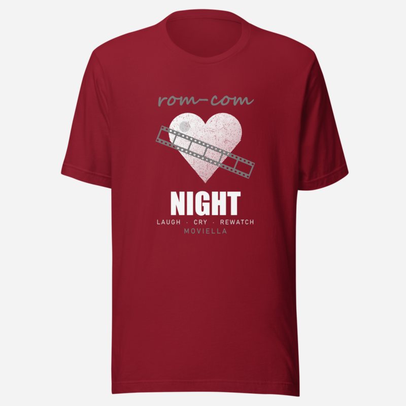 Moviella Rom-Com Night Screening Room Tee Cardinal