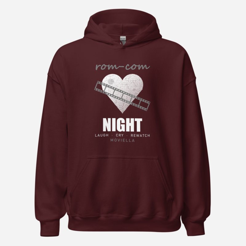 Moviella Rom-Com Night Screening Room Hoodie Maroon