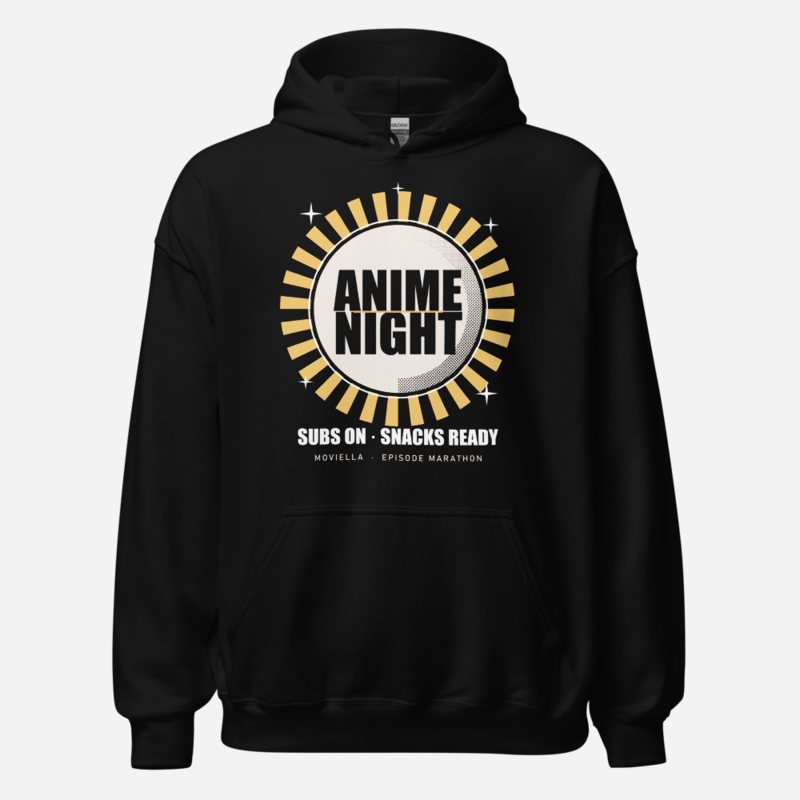 Moviella Anime Night Screening Room Hoodie in Black