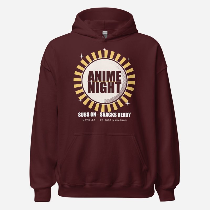 Moviella Anime Night Screening Room Hoodie Maroon