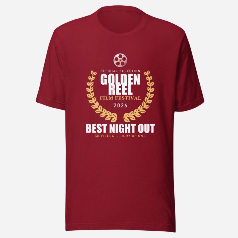 Moviella Golden Reel Festival Screening Room Tee Cardinal