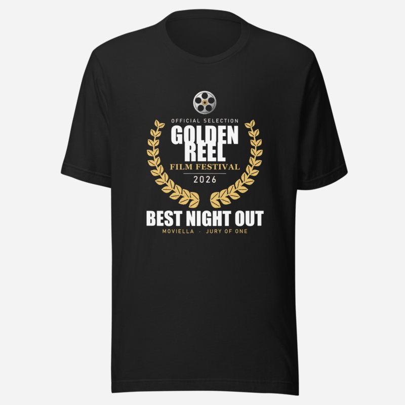 Moviella Golden Reel Festival Screening Room Tee Vintage Black
