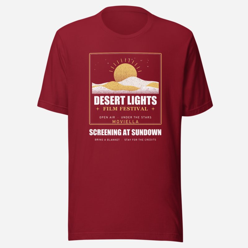 Moviella Desert Lights Festival Screening Room Tee Cardinal