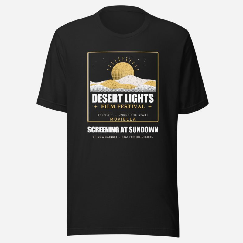 Moviella Desert Lights Festival Screening Room Tee Vintage Black