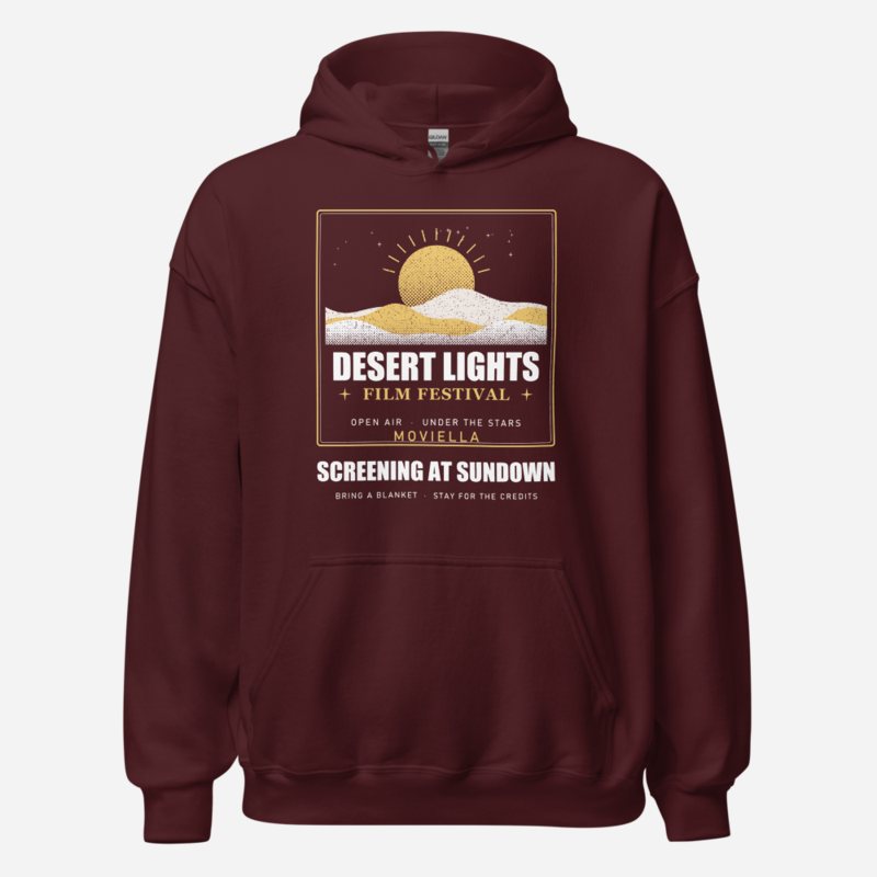 Moviella Desert Lights Festival Screening Room Hoodie Maroon