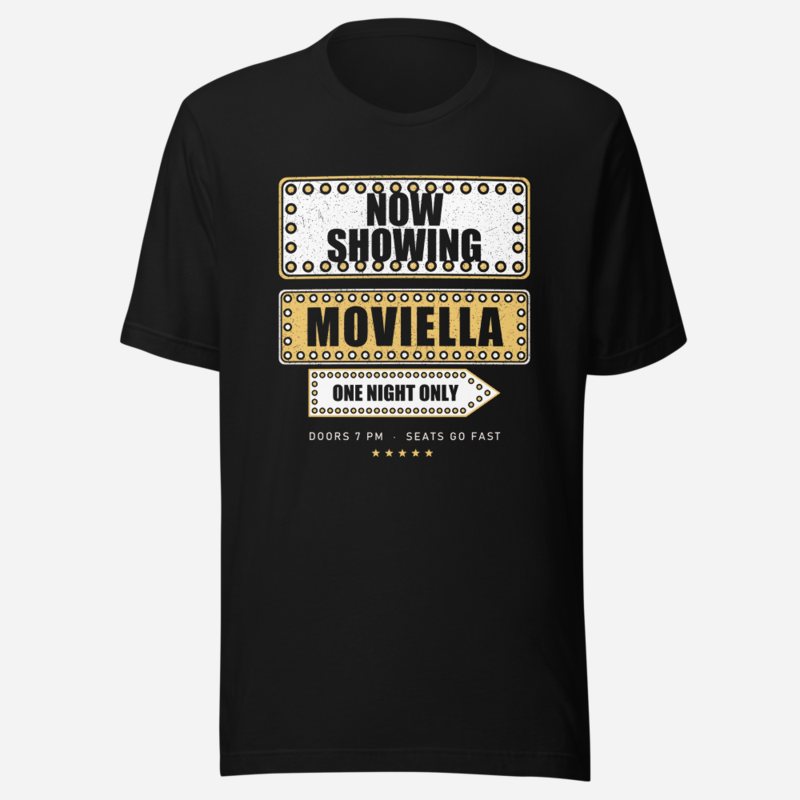 Moviella Now Showing Screening Room Tee in Black