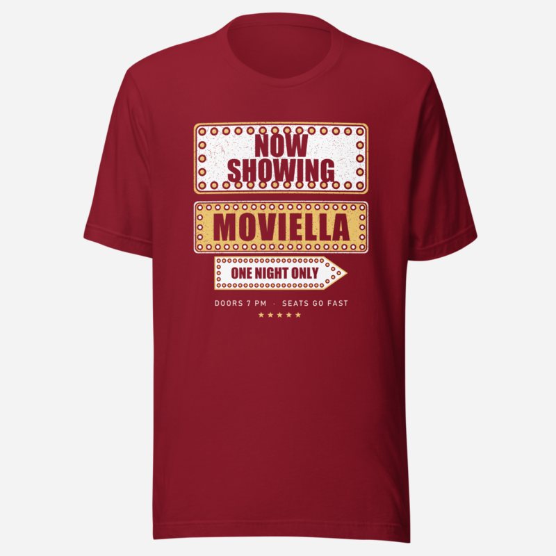 Moviella Now Showing Screening Room Tee Cardinal